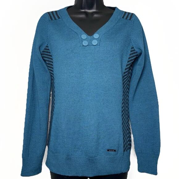 Smartwool Women's Blue Long Sleeve Cozy Merino Wool Sweater V Neck Top - Picture 1 of 9